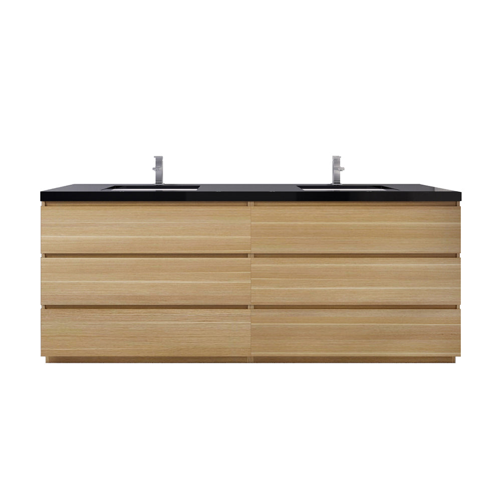 Stanley 84" White Oak Freestanding Vanity with Reinforced Acrylic Sinks
