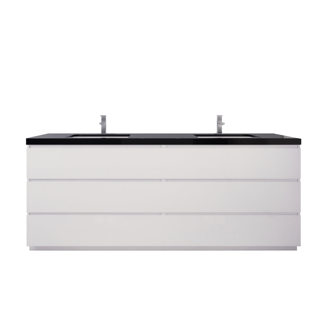 Stanley 84" High Gloss White Freestanding Vanity with Reinforced Acrylic Sinks