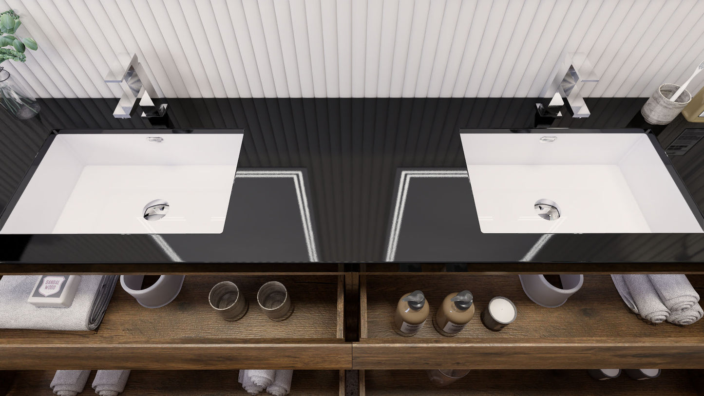 Stanley 84" Rosewood Freestanding Vanity with Reinforced Acrylic Sinks