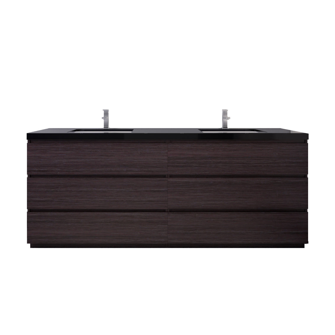 Stanley 84" Dark Gray Oak Freestanding Vanity with Reinforced Acrylic Sinks