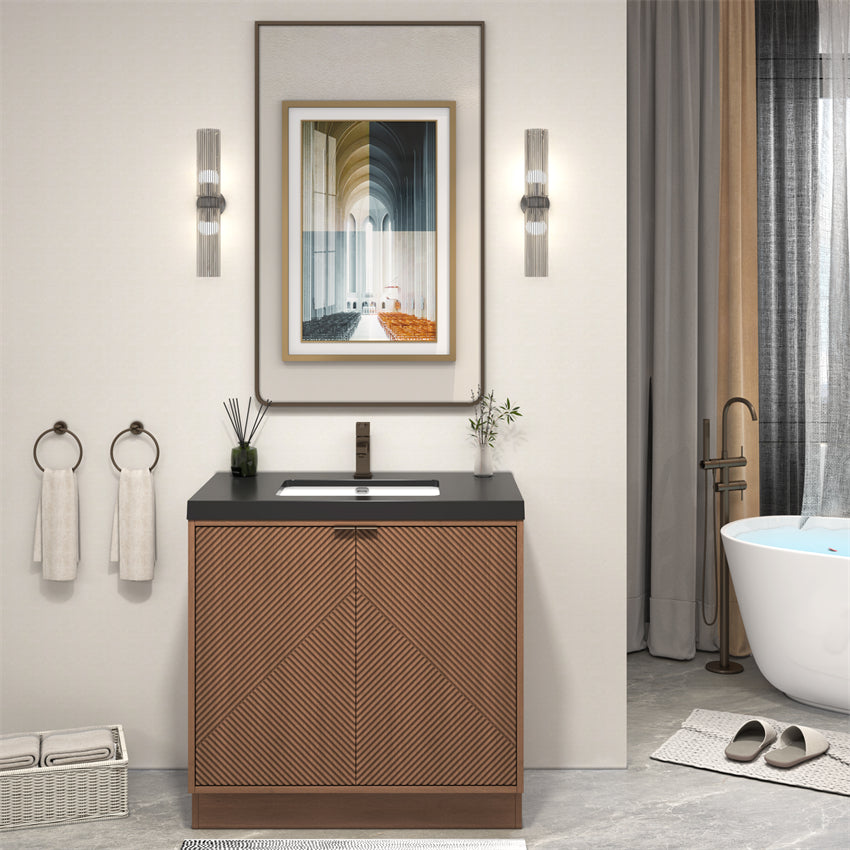 Stella Fluted Freestanding Bathroom Vanity with Sink Top
