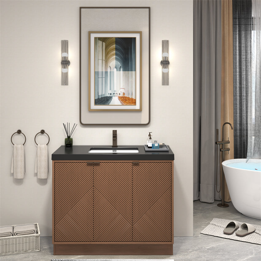 Stella Fluted Freestanding Bathroom Vanity with Sink Top
