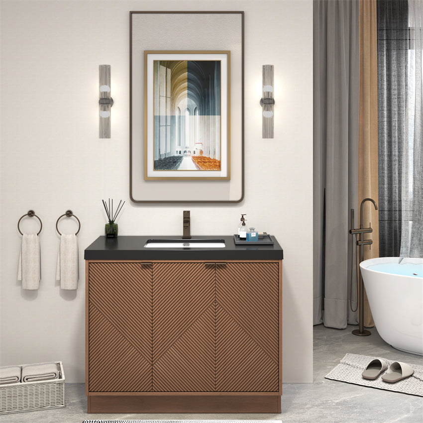 Stella Fluted Freestanding Bathroom Vanity with Sink Top