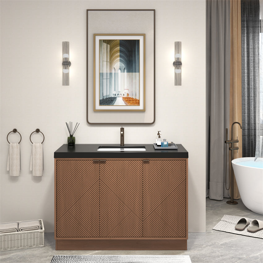 Stella Fluted Freestanding Bathroom Vanity with Sink Top
