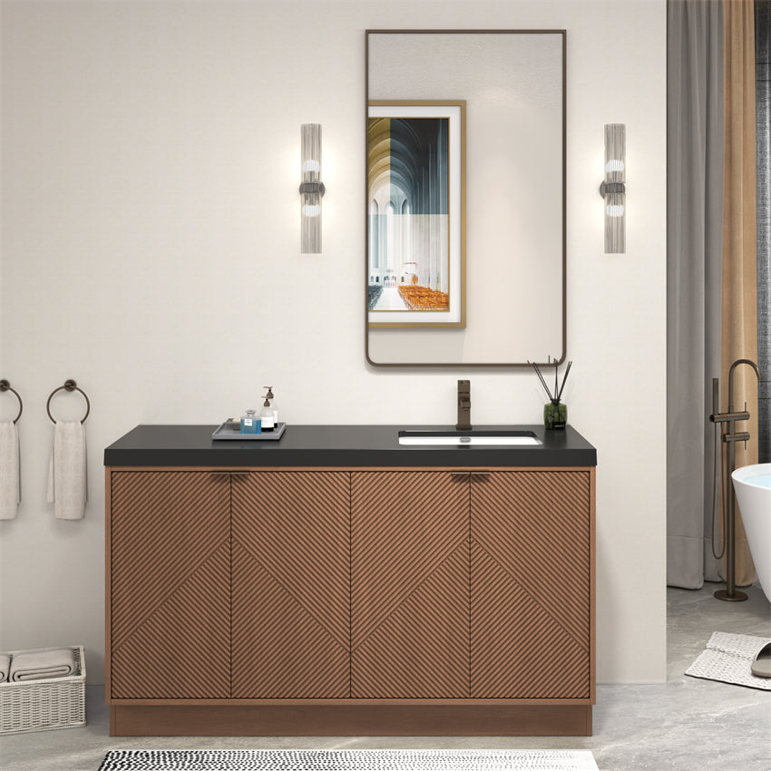 Stella Fluted Freestanding Bathroom Vanity with Sink Top