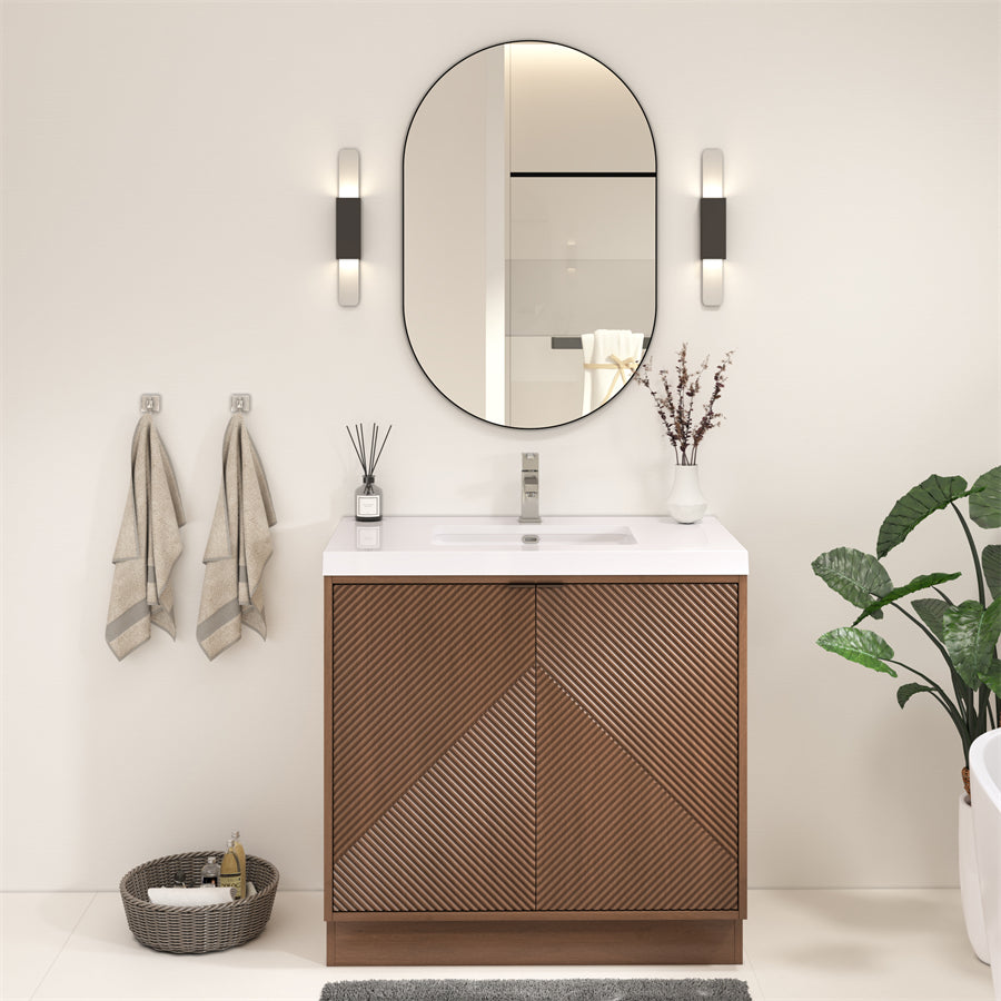 Stella Fluted Freestanding Bathroom Vanity with Sink Top