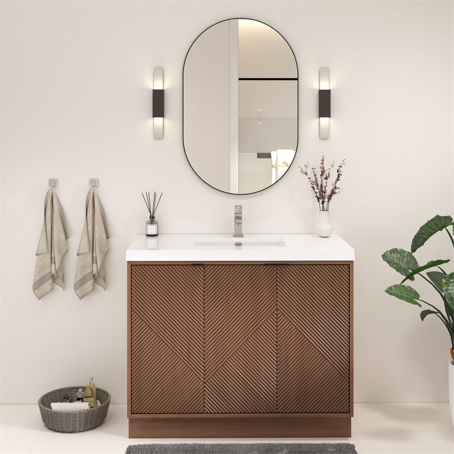 Stella Fluted Freestanding Bathroom Vanity with Sink Top