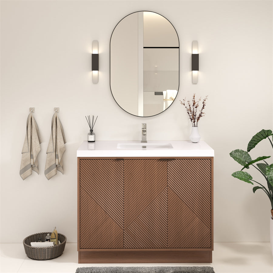 Stella Fluted Freestanding Bathroom Vanity with Sink Top