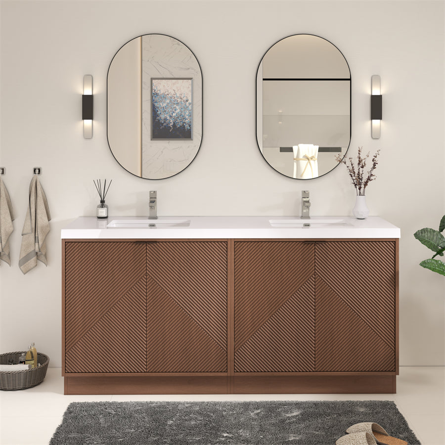 Stella Fluted Freestanding Bathroom Vanity with Sink Top