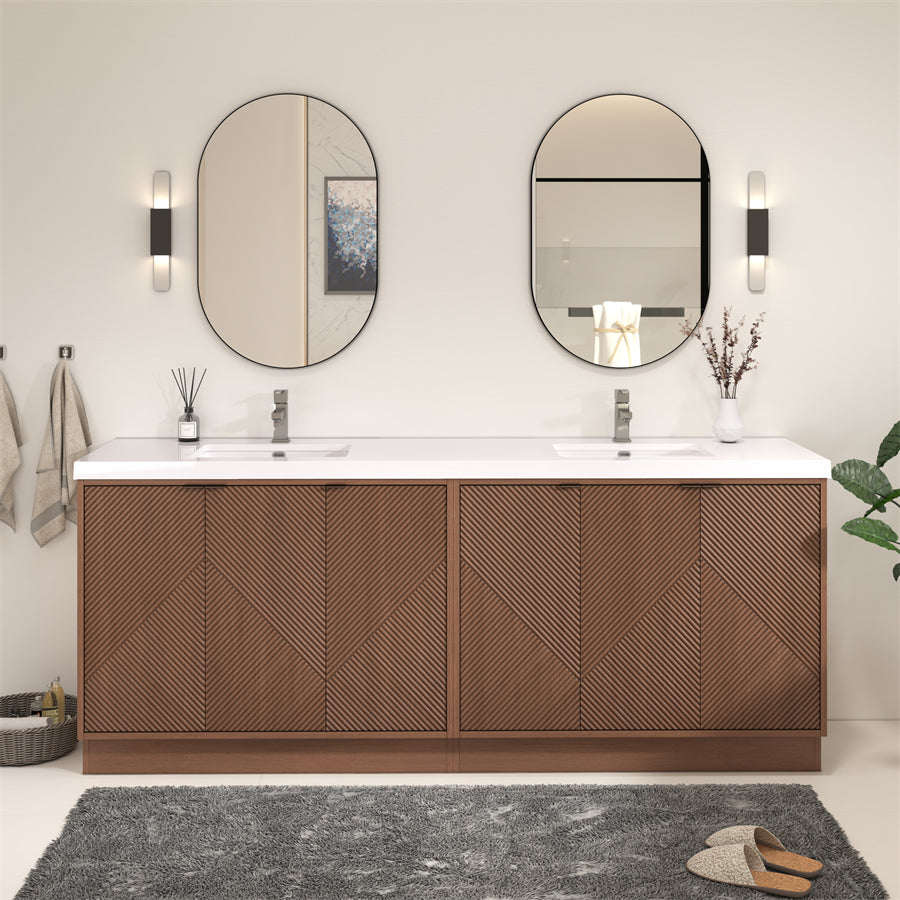 Stella Fluted Freestanding Bathroom Vanity with Sink Top