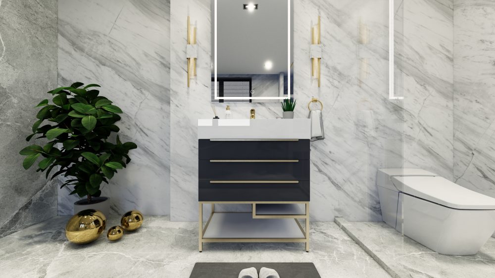 Bethany 30" Freestanding Modern Vanity in Gloss Gray