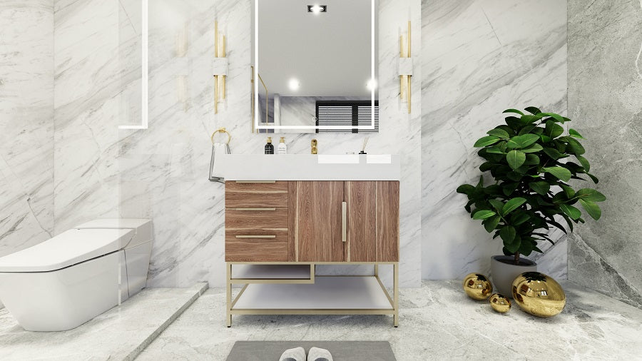 Bethany 36" Freestanding Modern Vanity in White Oak