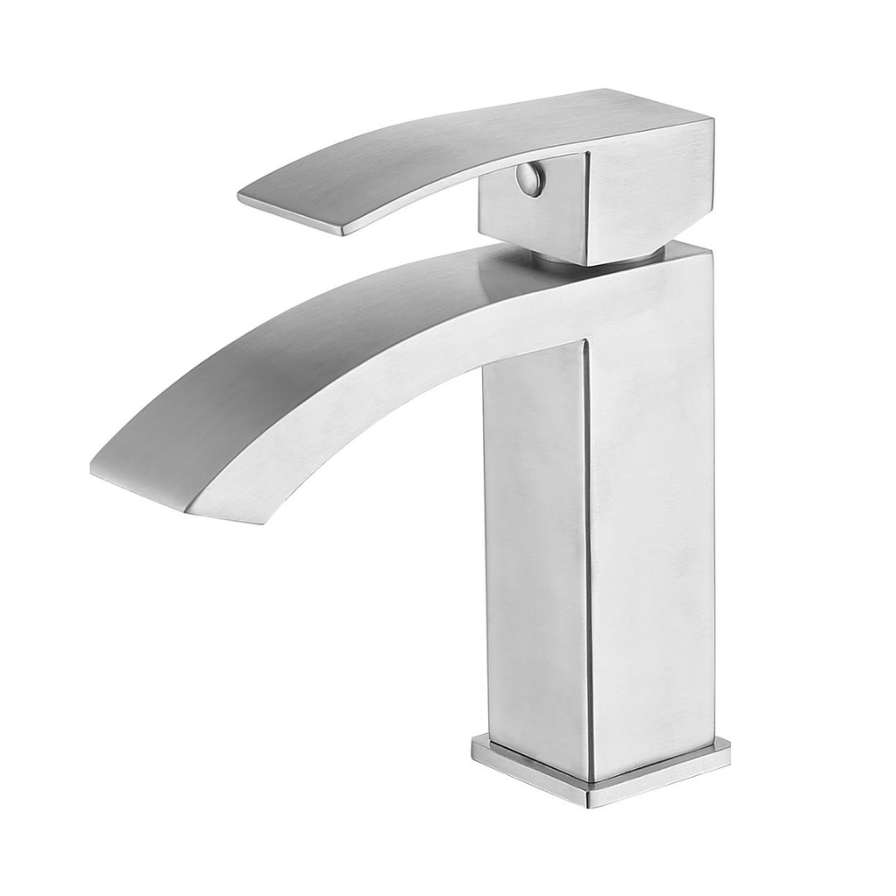 Nelli Curve Single Hole Bathroom Faucet in Matte Silver | Better Vanity