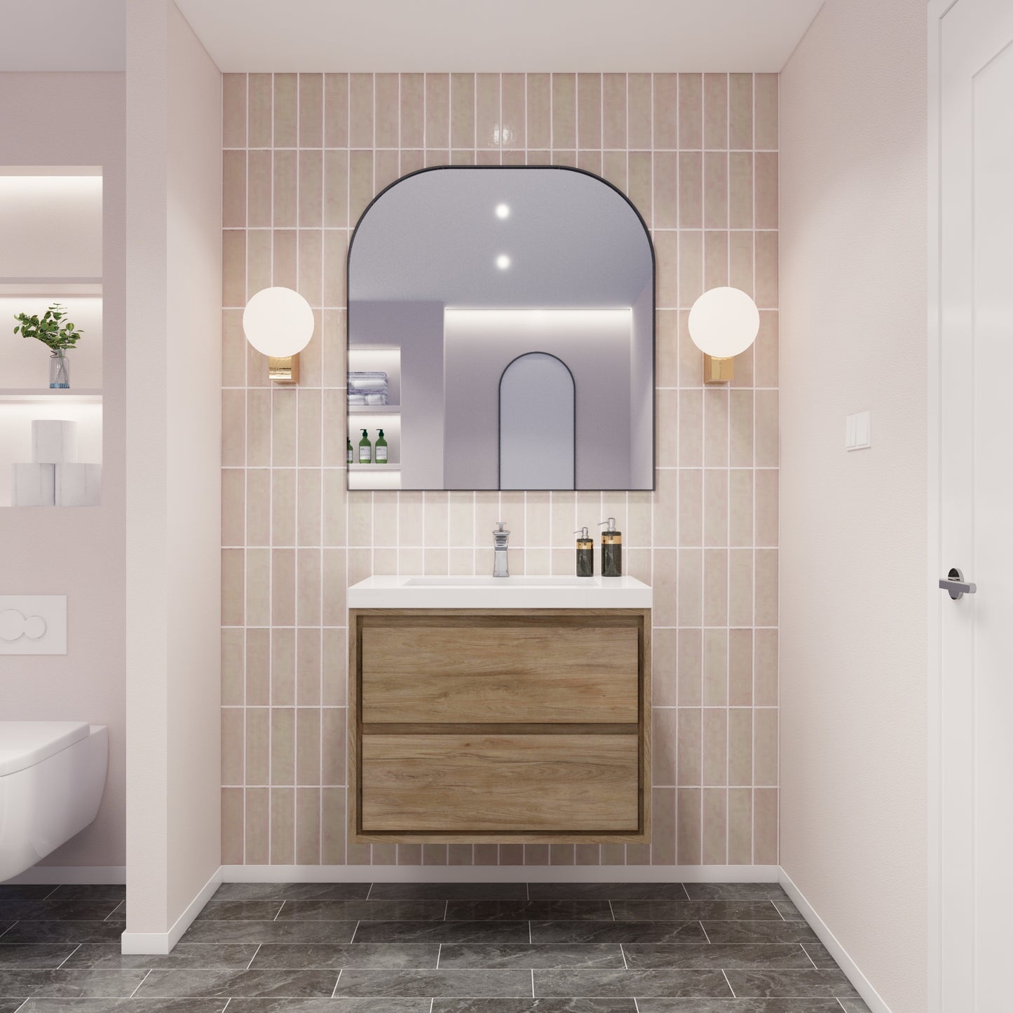 Saggia 30" Floating Vanity with Sink Set in White Oak