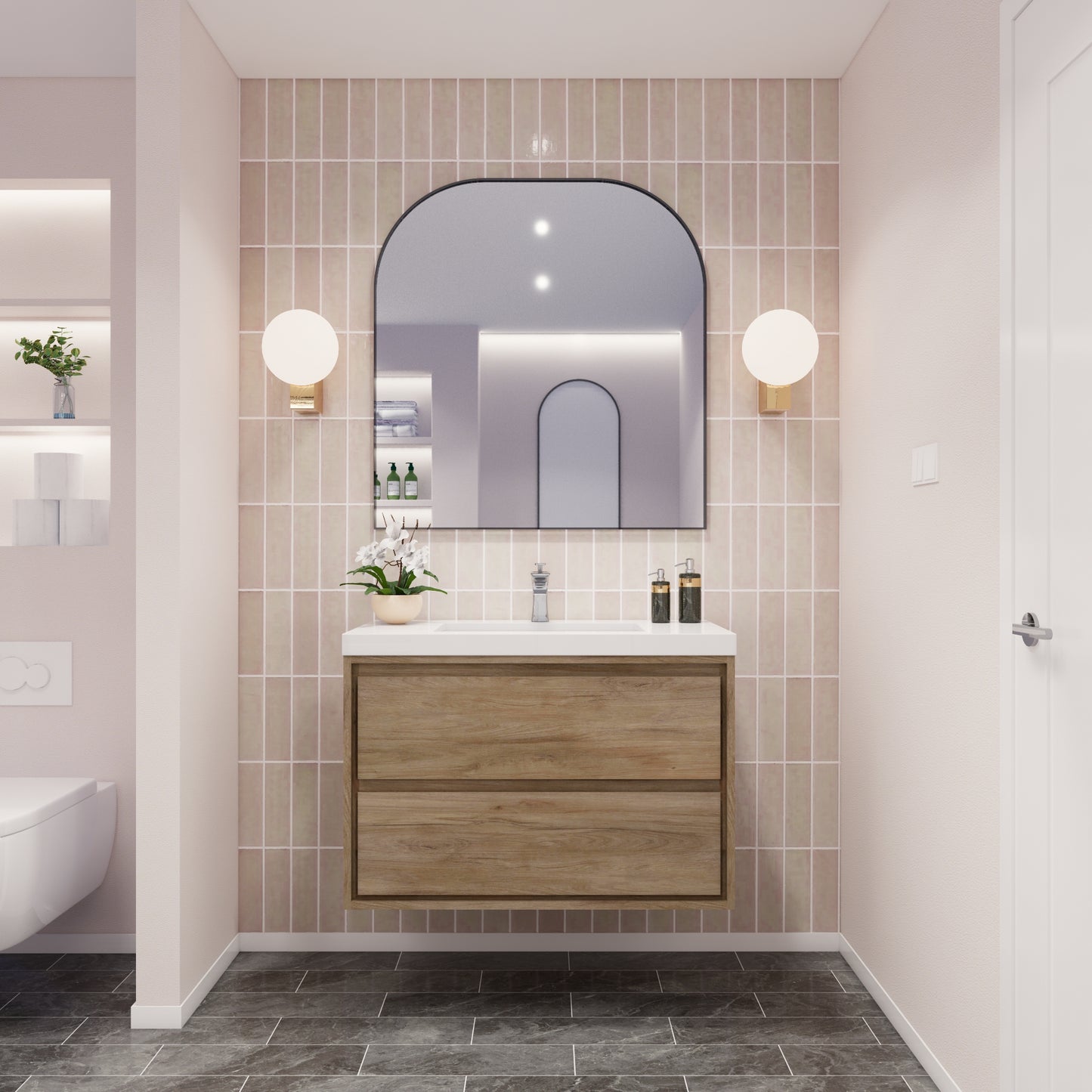 Saggia 36" Floating Vanity with Sink Set in White Oak