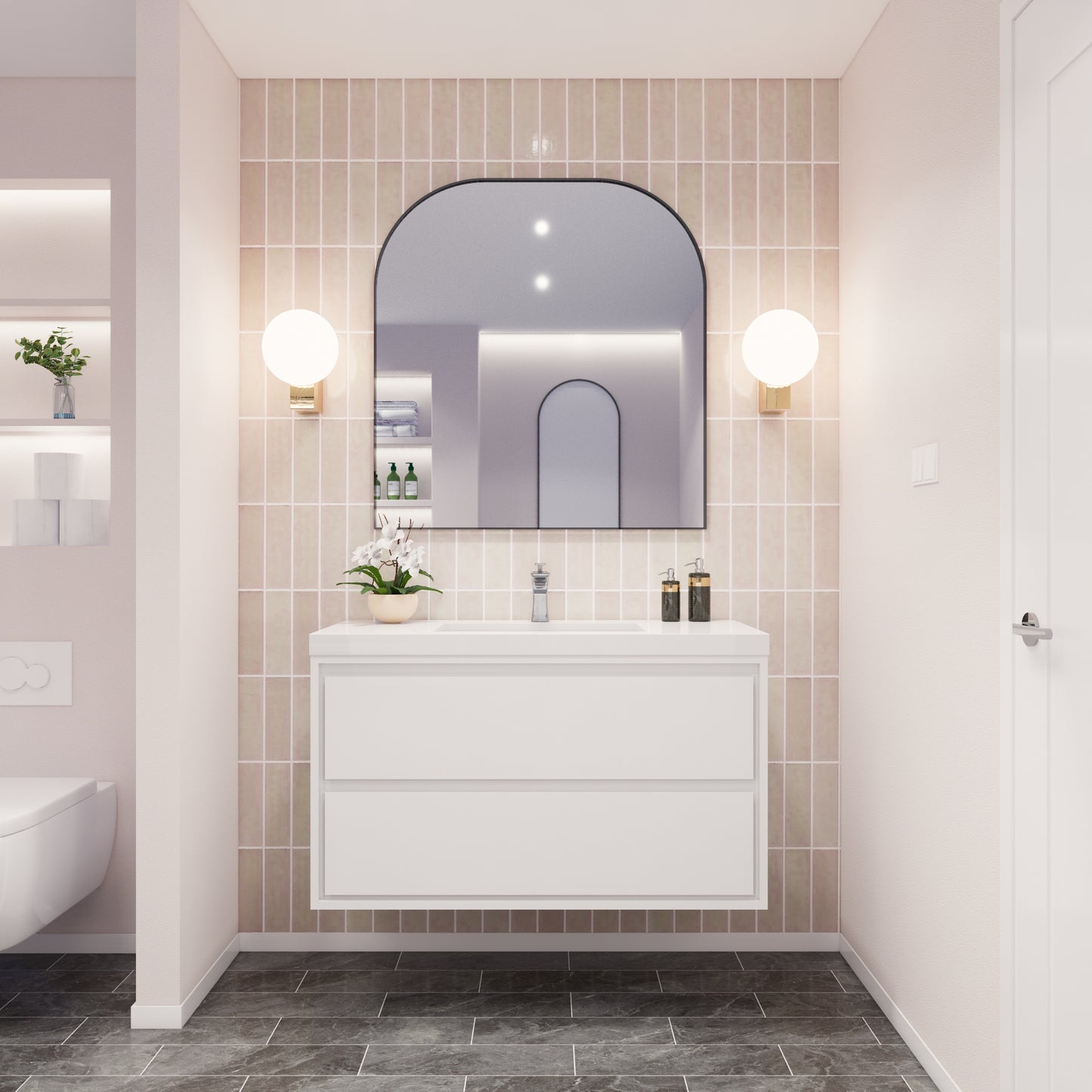 Saggia 42" Floating Vanity with Sink Set in Gloss White