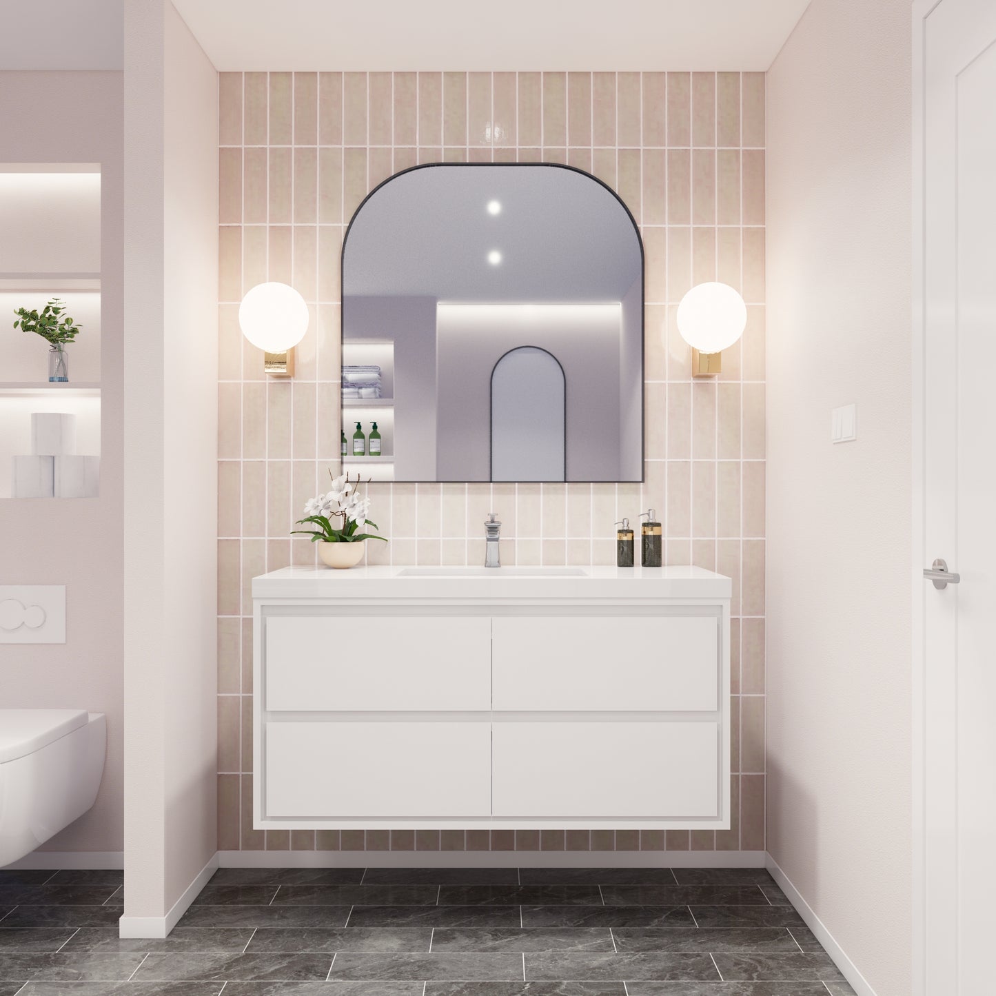 Saggia 48" Floating Vanity with Sink Set in Gloss White