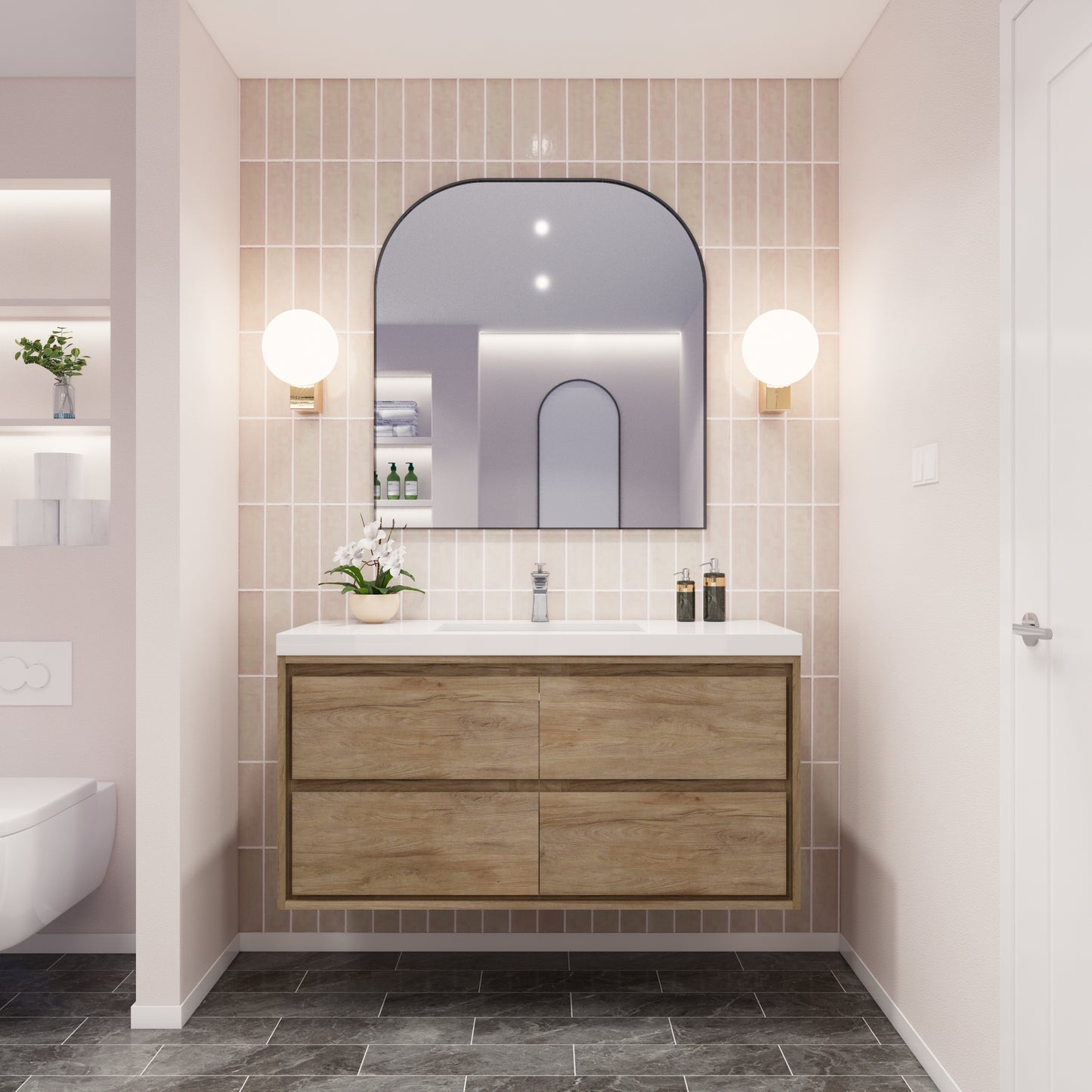 Saggia 48" Floating Vanity with Sink Set in White Oak