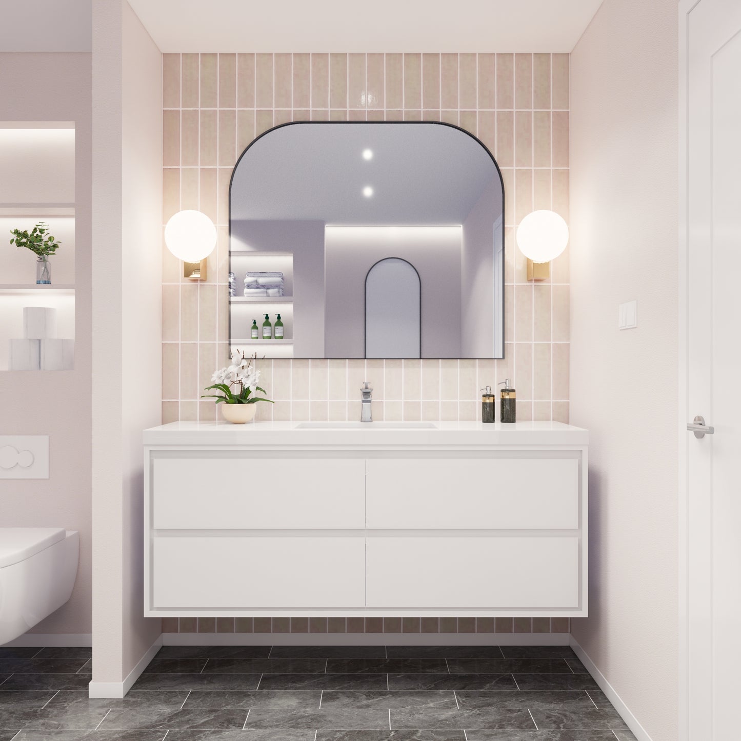 Saggia 60" Floating Vanity with Sink Set in Gloss White