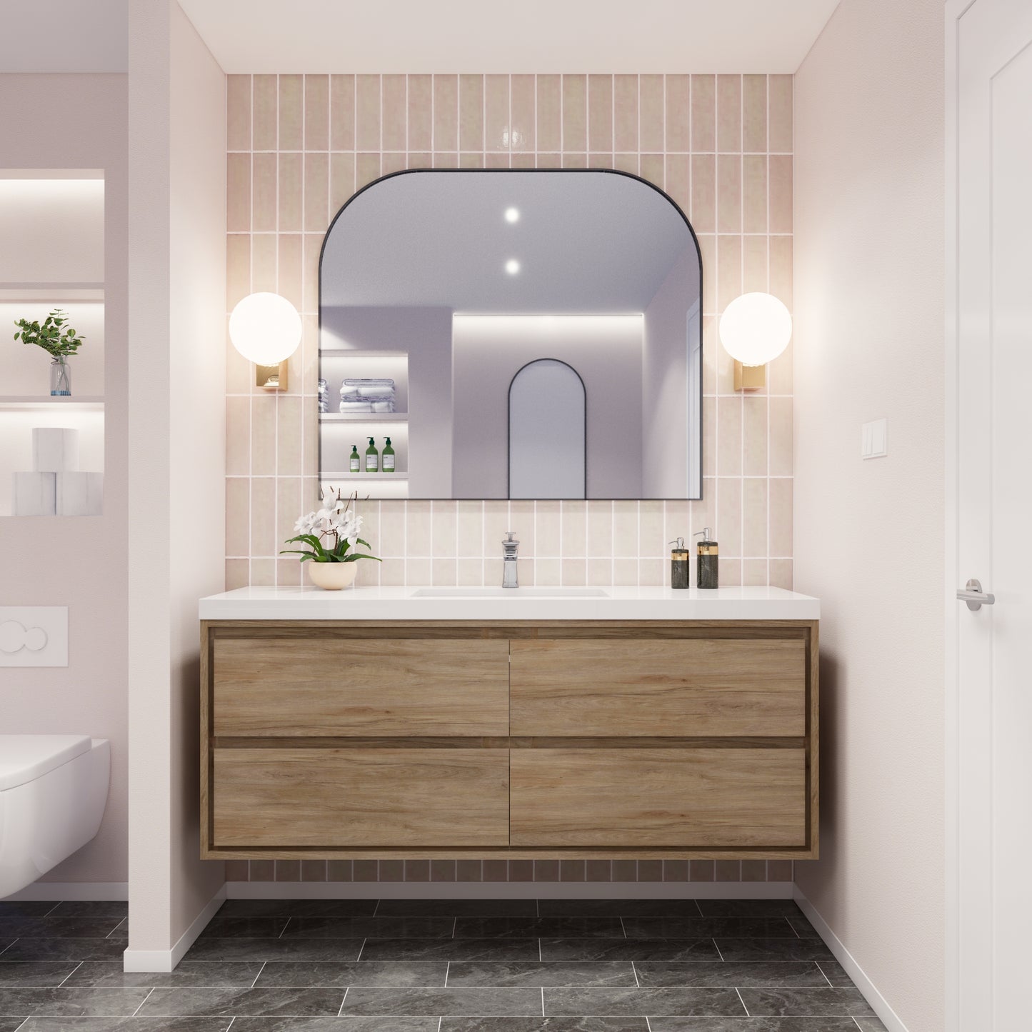 Saggia 60" Floating Vanity with Sink Set in White Oak