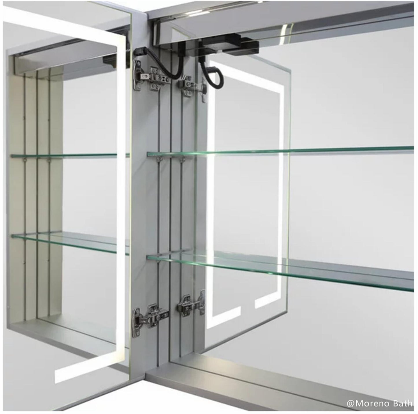 Beselare 20'' Surface Mount Frameless 1 Door Medicine Cabinet with 2 Shelves and LED Lighting