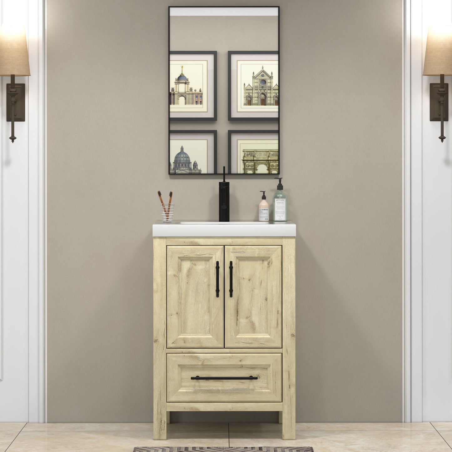 Viv 24 Inch Freestanding Bathroom Vanity in French Oak