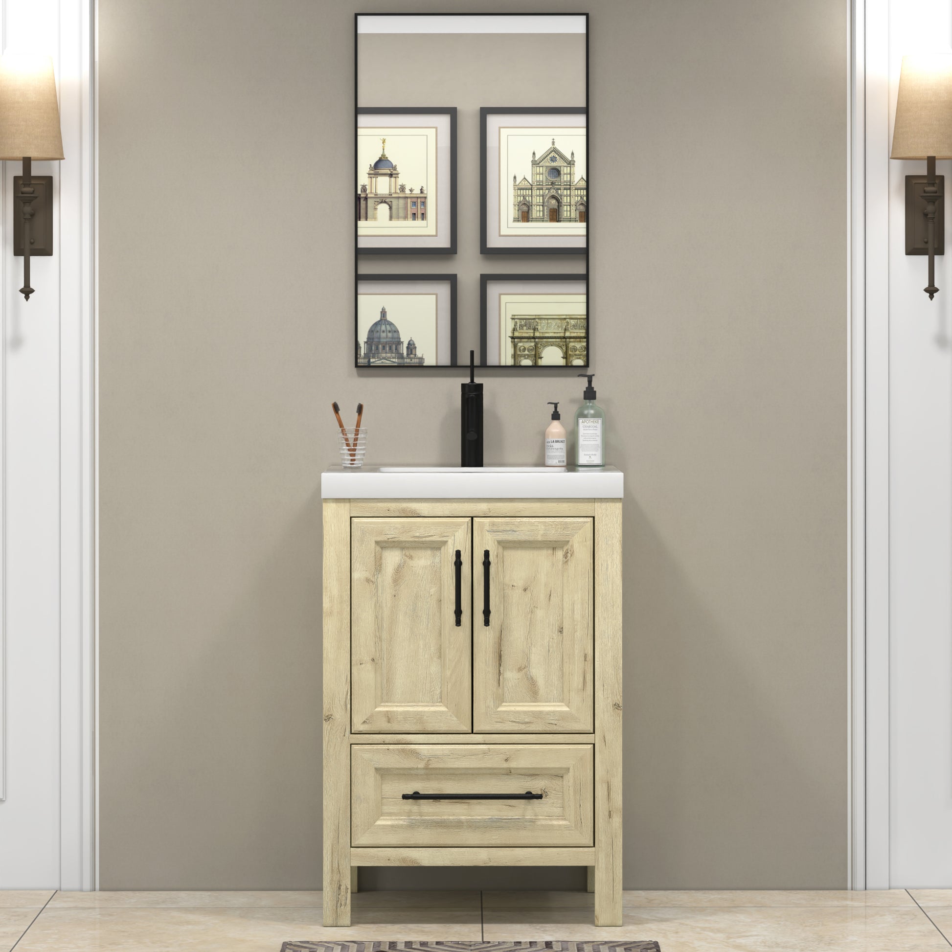 Viv 24 Inch Freestanding Bathroom Vanity in French Oak
