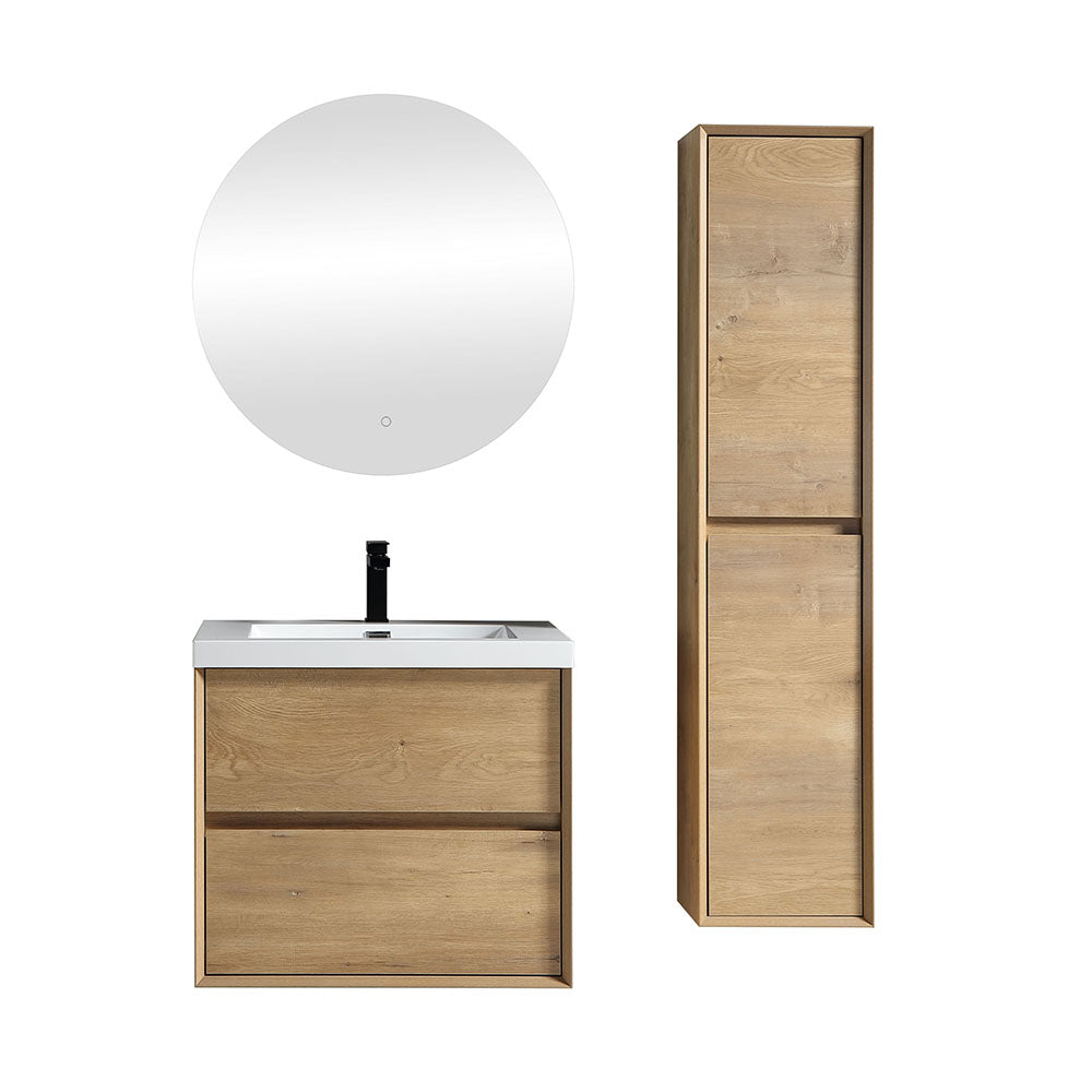 Kingdee 24" White Oak Wall Mounted Vanity with Reinforced Acrylic Sink