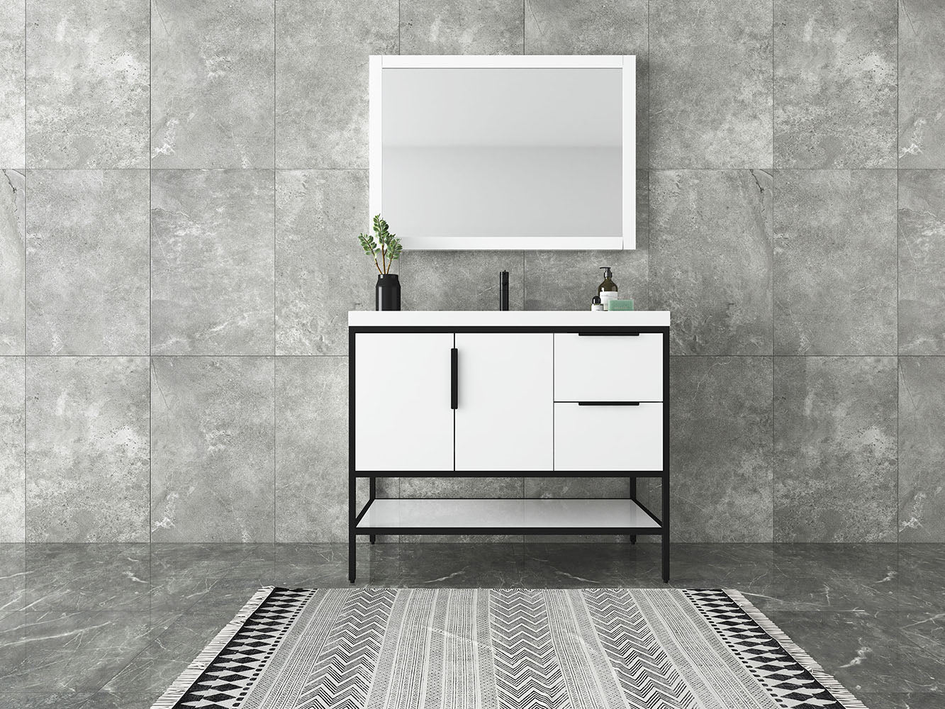 Matthew 42" Glossy White Freestanding Vanity with Reinforced Acrylic Sink
