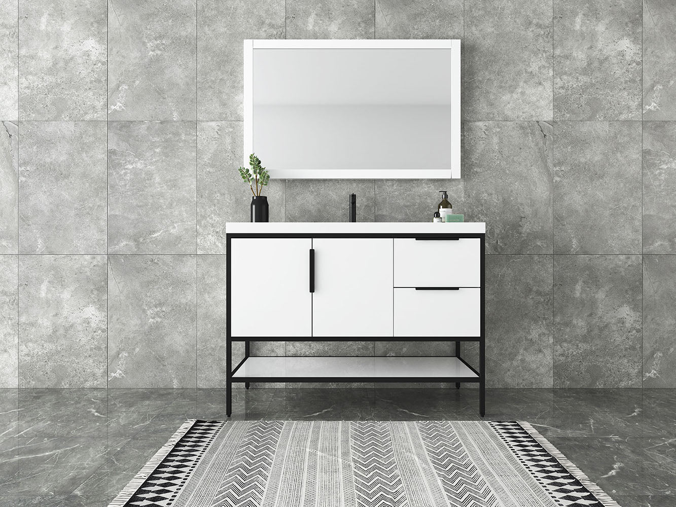 Matthew 48" Glossy White Freestanding Vanity with Reinforced Acrylic Sink
