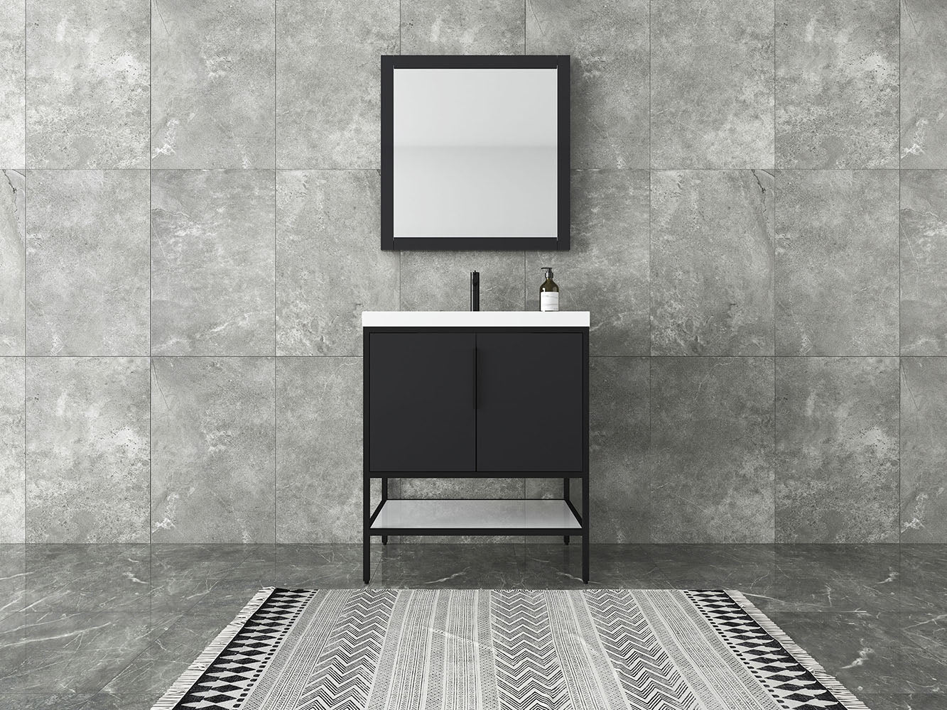 Matthew 30" Glossy Gray Freestanding Vanity with Reinforced Acrylic Sink