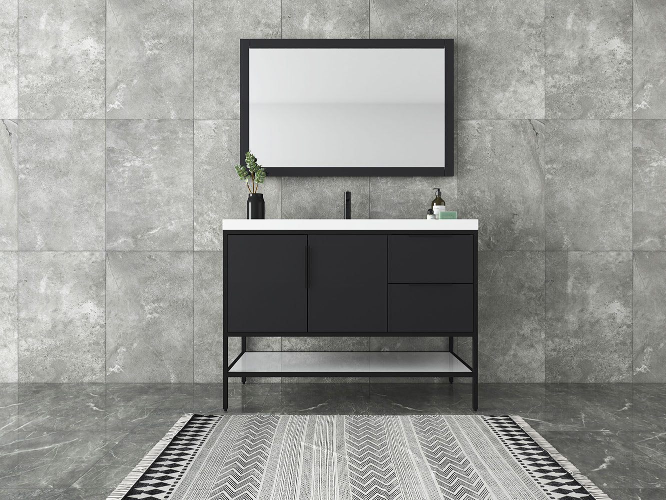 Matthew 48" Glossy Gray Freestanding Vanity with Reinforced Acrylic Sink