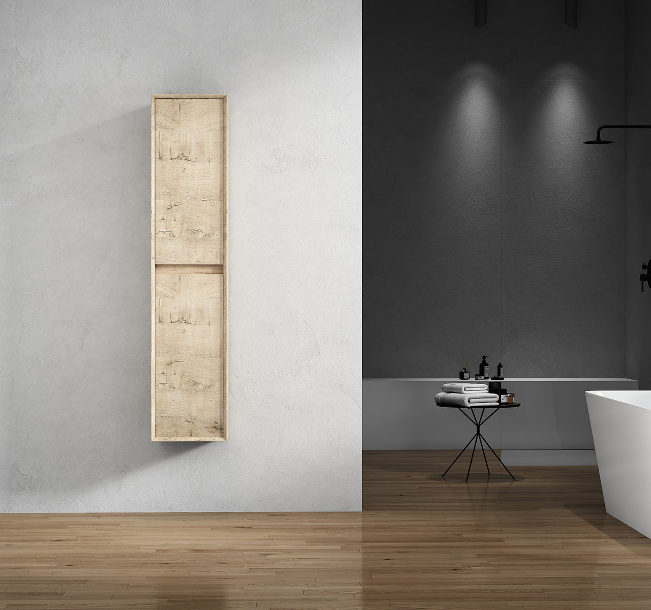 Kingdee 14" Light Oak Linen Side Cabinet