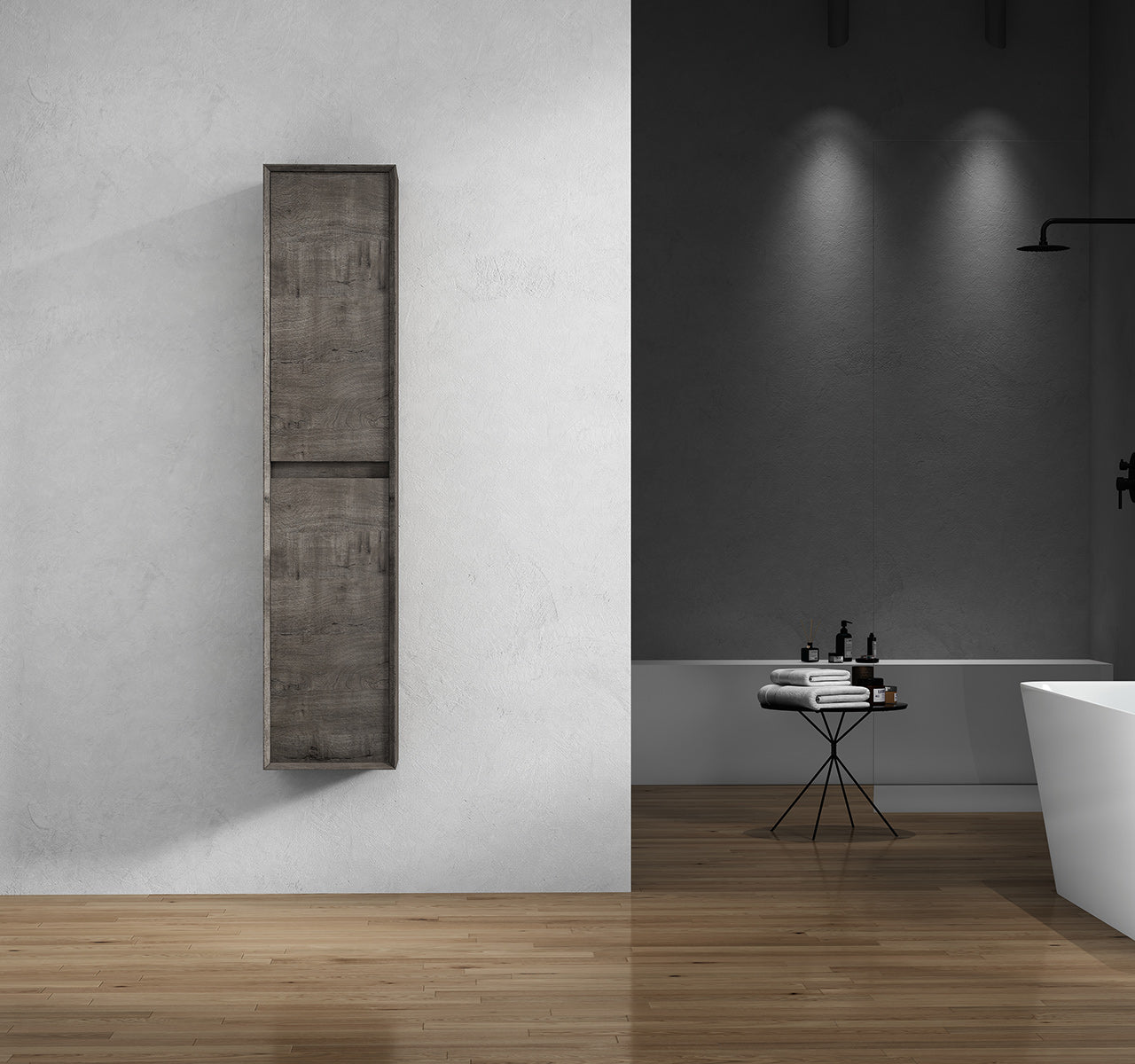Kingdee 14" Smoke Oak Linen Side Cabinet