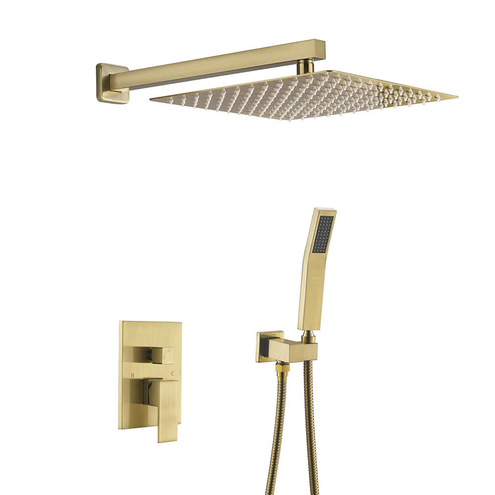 Amelia Gold Brushed Shower Set w/ 10" Square Rain Shower and Handheld