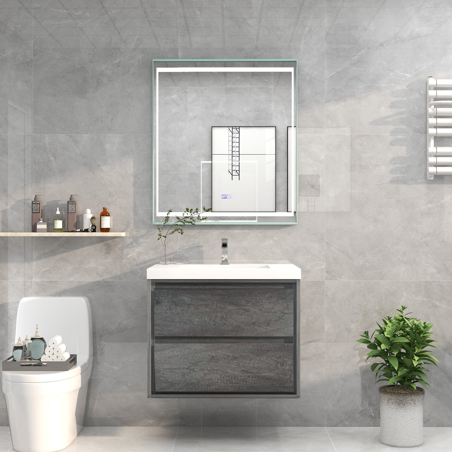 Saggia 30" Floating Vanity with Sink Set in Smoke Oak