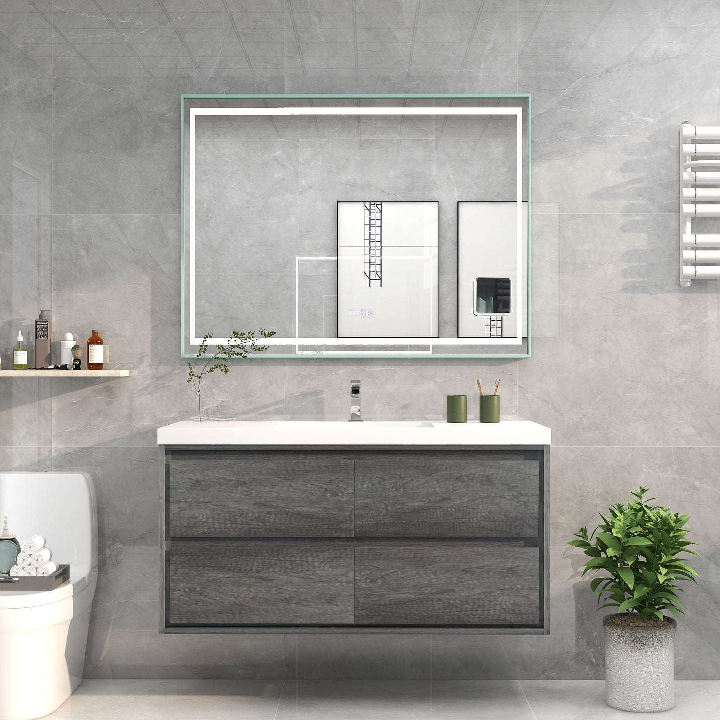 Saggia 48" Floating Vanity with Sink Set in Smoke Oak