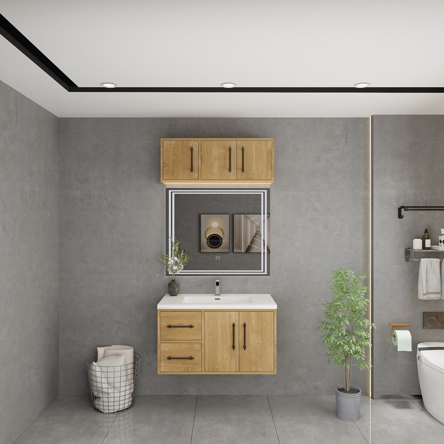 Victoria 36" Solid Wood Floating Bathroom Vanity in Oak | Better Vanity Solid Wood Floating Vanities