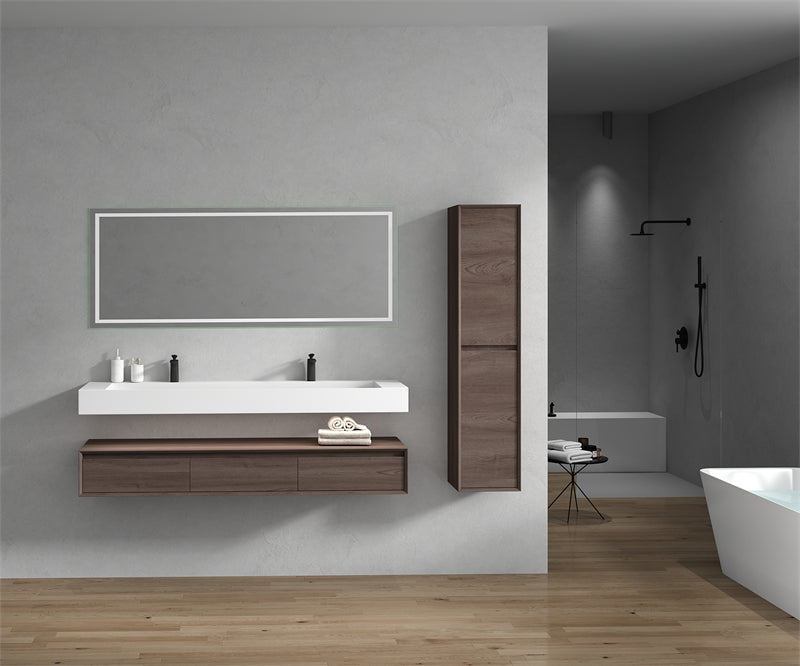Alysa 72'' Double Sink floating vanity in Red Oak with Reinforced Acrylic Sink