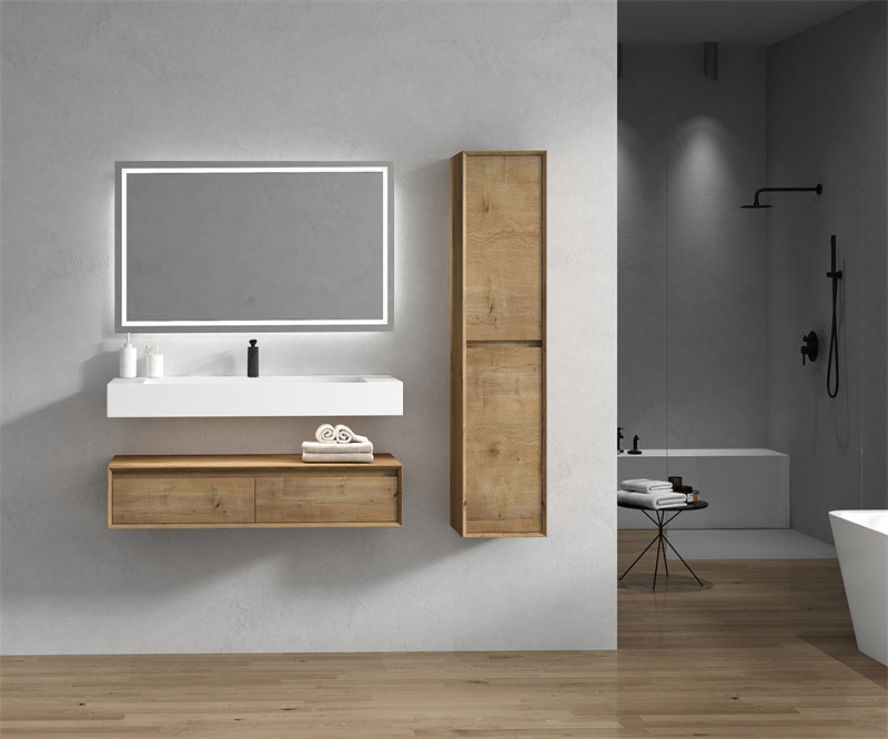 Alysa 60'' Single Sink floating vanity in White Oak with Reinforced Acrylic Sink