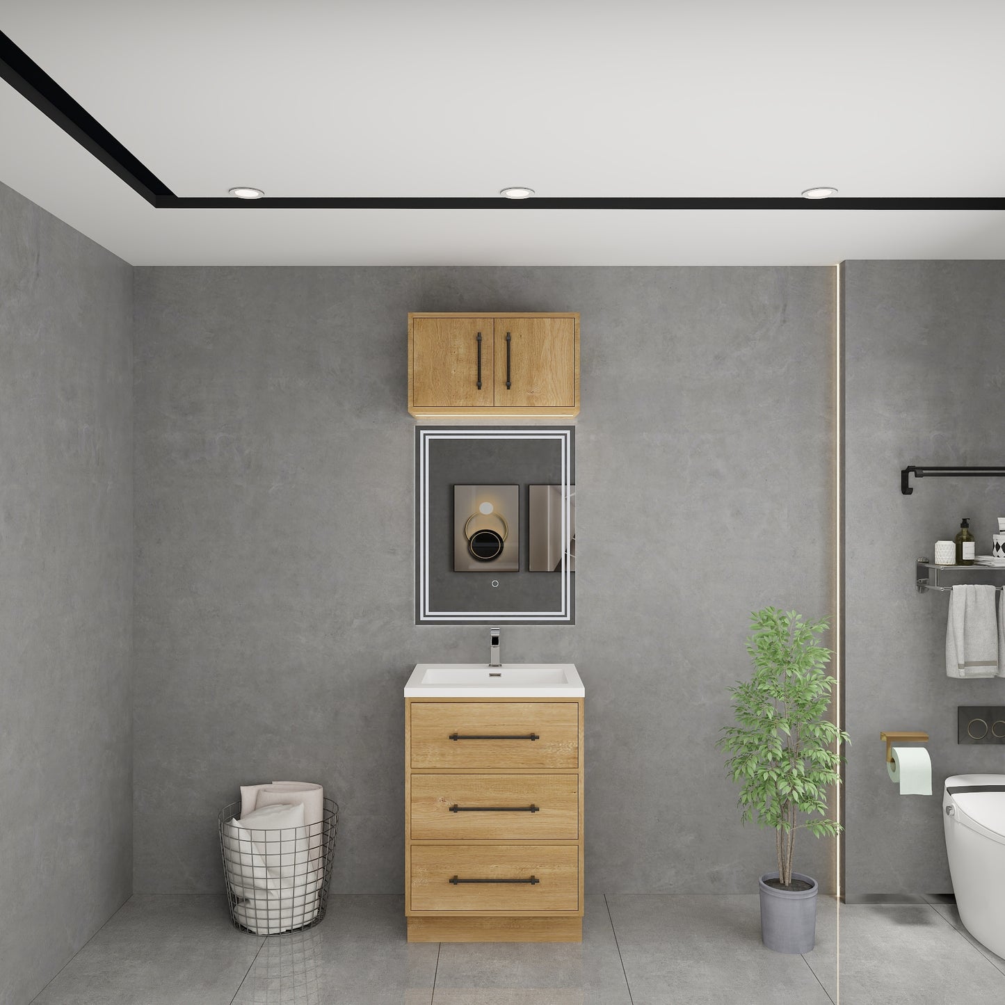 Victoria 24" Solid Wood Freestanding Bathroom Vanity in Oak | Better Vanity Solid Wood Floating Vanities