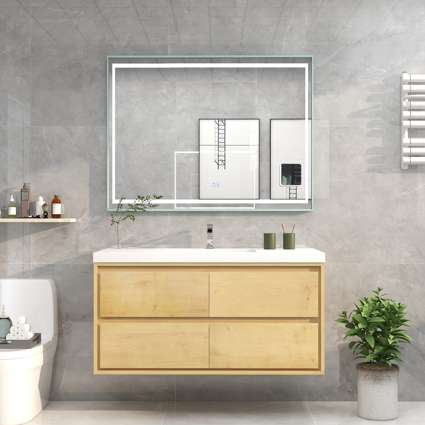 Saggia 48" Floating Vanity with Sink Set in Light Oak