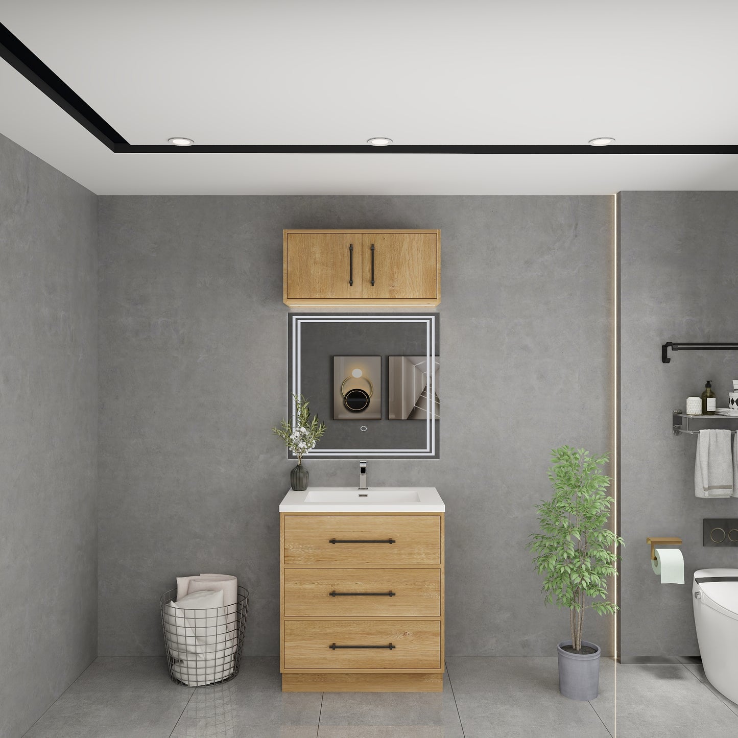 Victoria 30" Solid Wood Freestanding Bathroom Vanity in Oak | Better Vanity Solid Wood Floating Vanities
