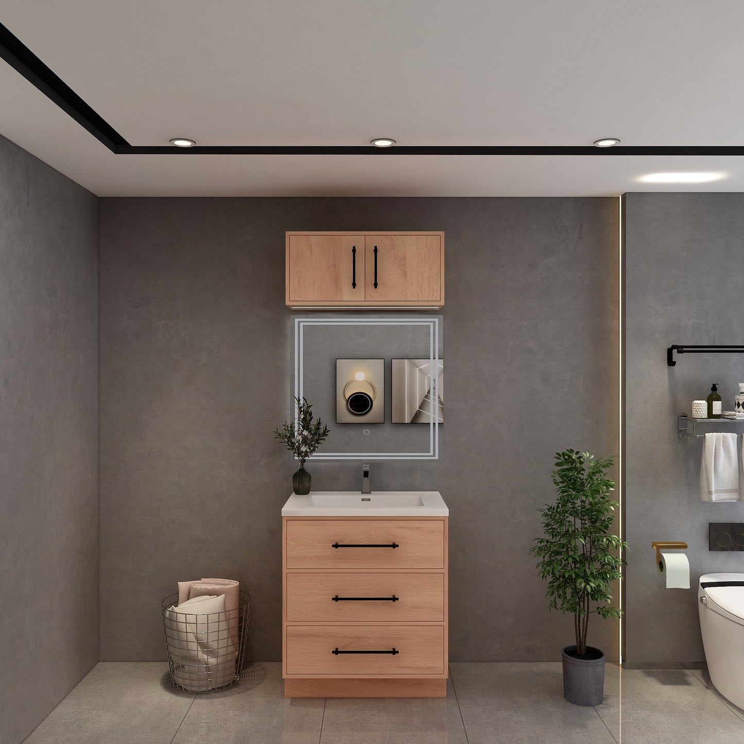 Victoria 30" Solid Wood Freestanding Bathroom Vanity in Red Oak | Better Vanity Solid Wood Floating Vanities