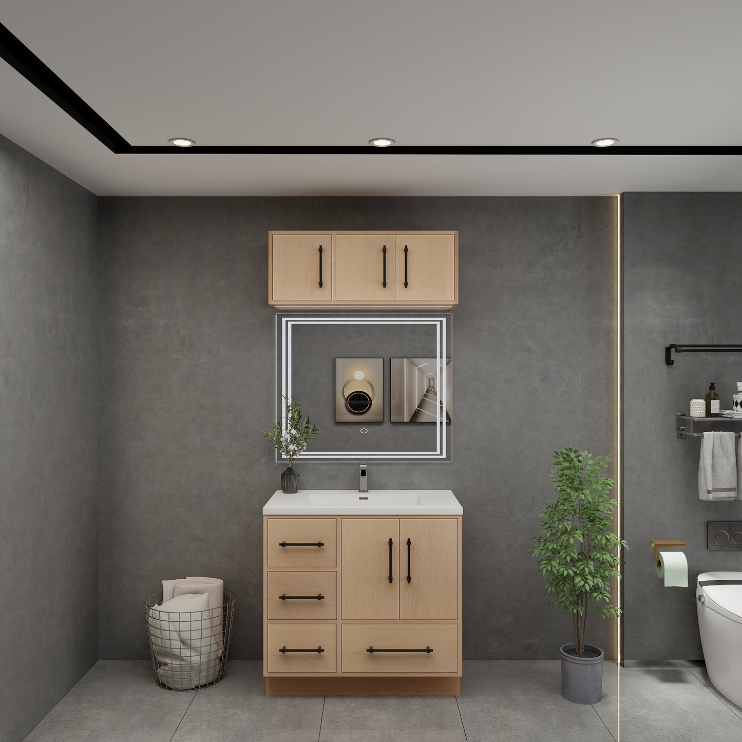 Victoria 36" Solid Wood Freestanding Bathroom Vanity in Yellow Oak | Better Vanity Solid Wood Floating Vanities
