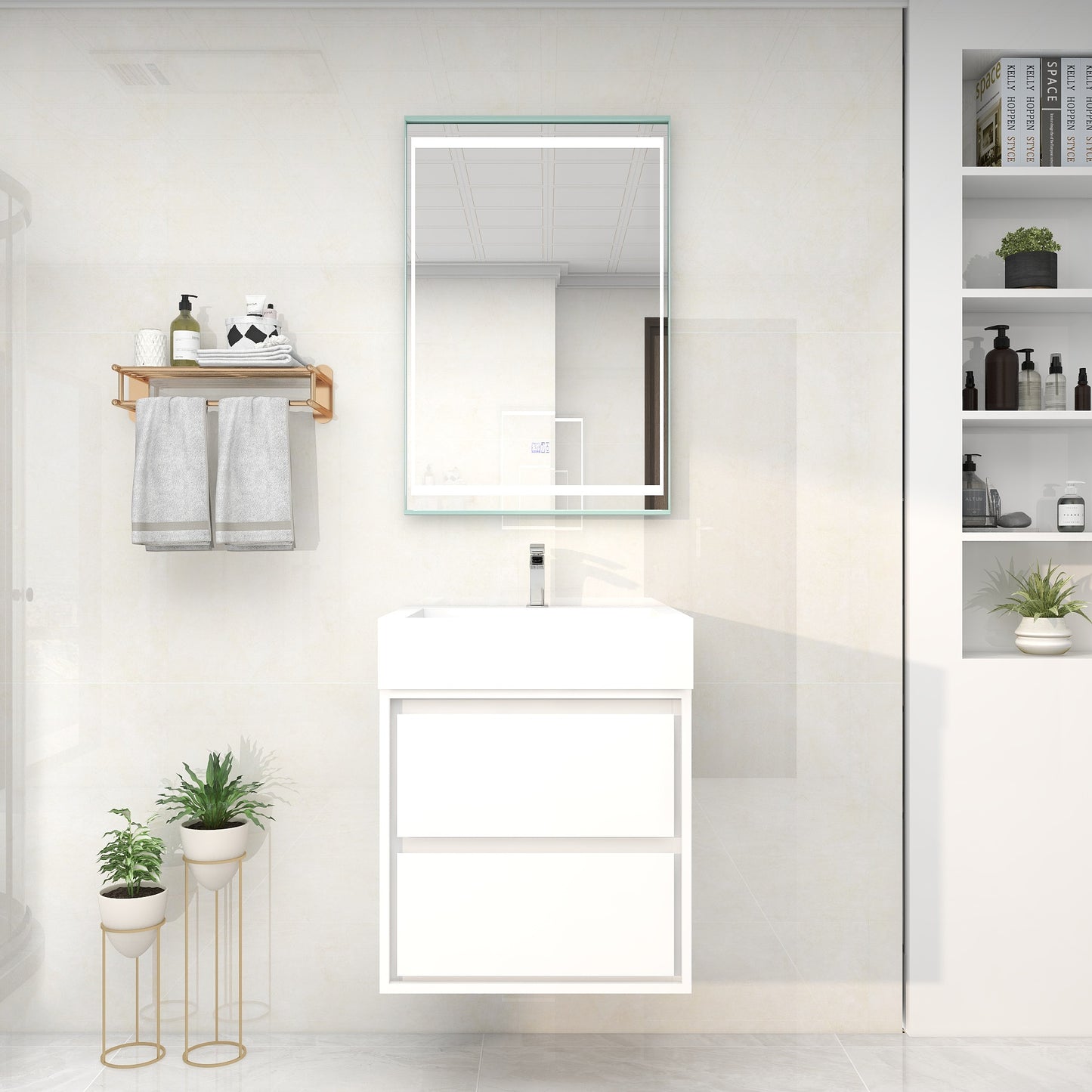 Saggia 24" Wall-Mounted Floating Bathroom Vanity with Reinforced Acrylic Sink in Gloss White | Better Vanity Modern Luxury Bathroom Vanities
