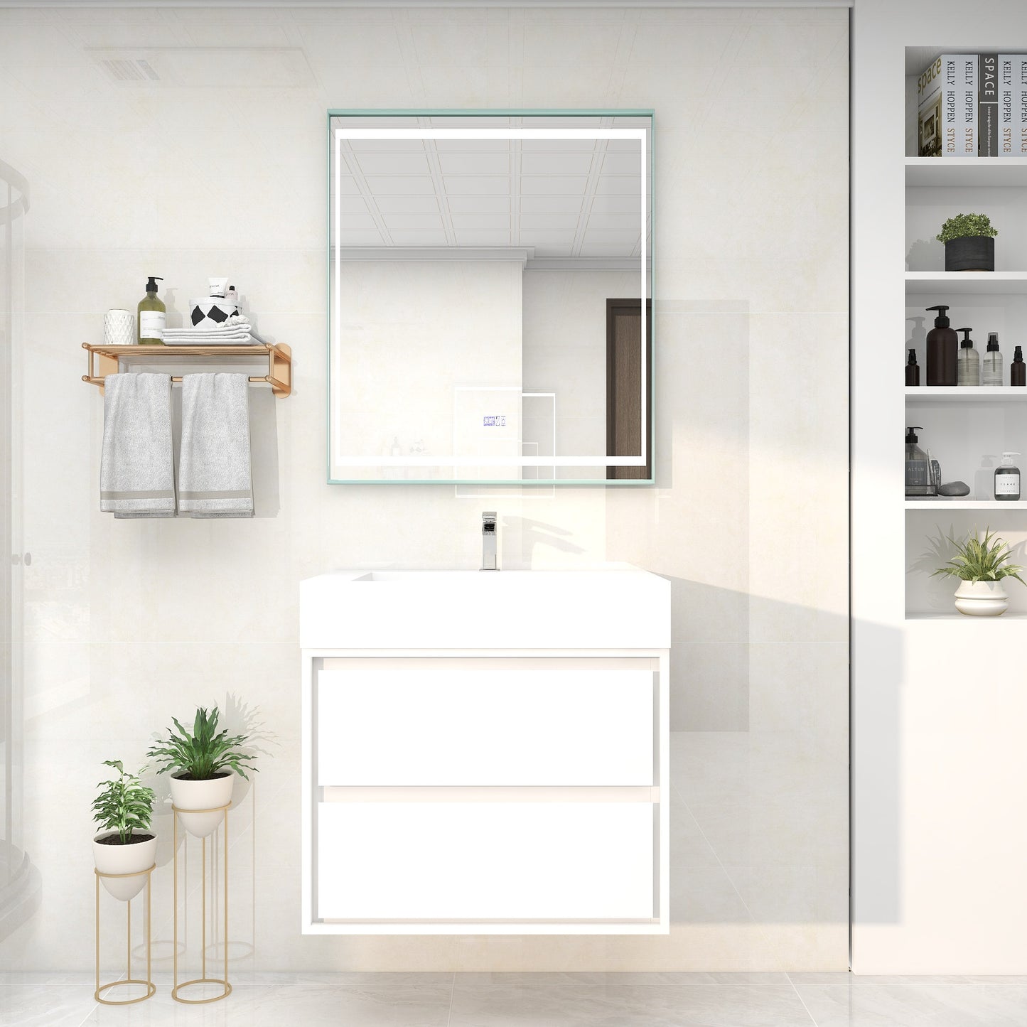 Saggia 30" Wall-Mounted Floating Bathroom Vanity with Reinforced Acrylic Sink in Gloss White | Better Vanity Modern Luxury Bathroom Vanities
