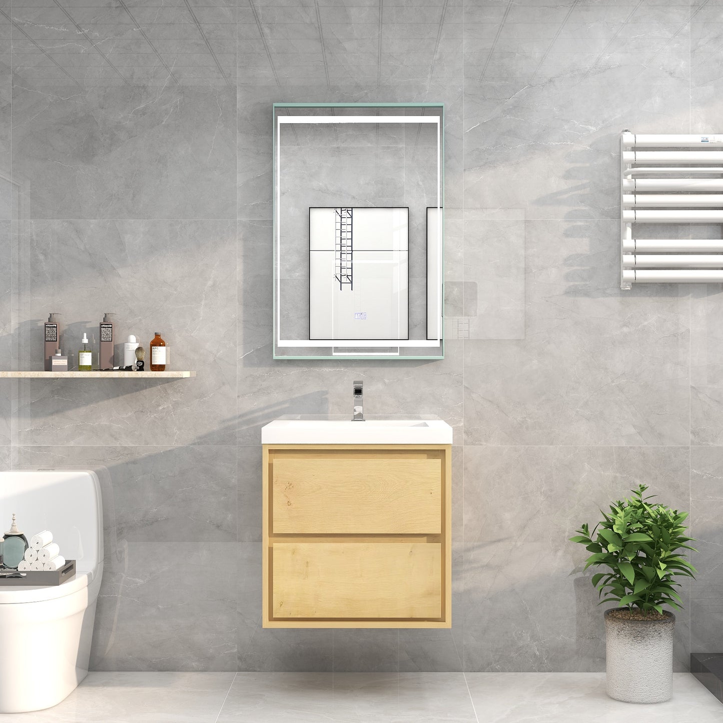 Saggia 24" Floating Vanity with Sink Set in Light Oak