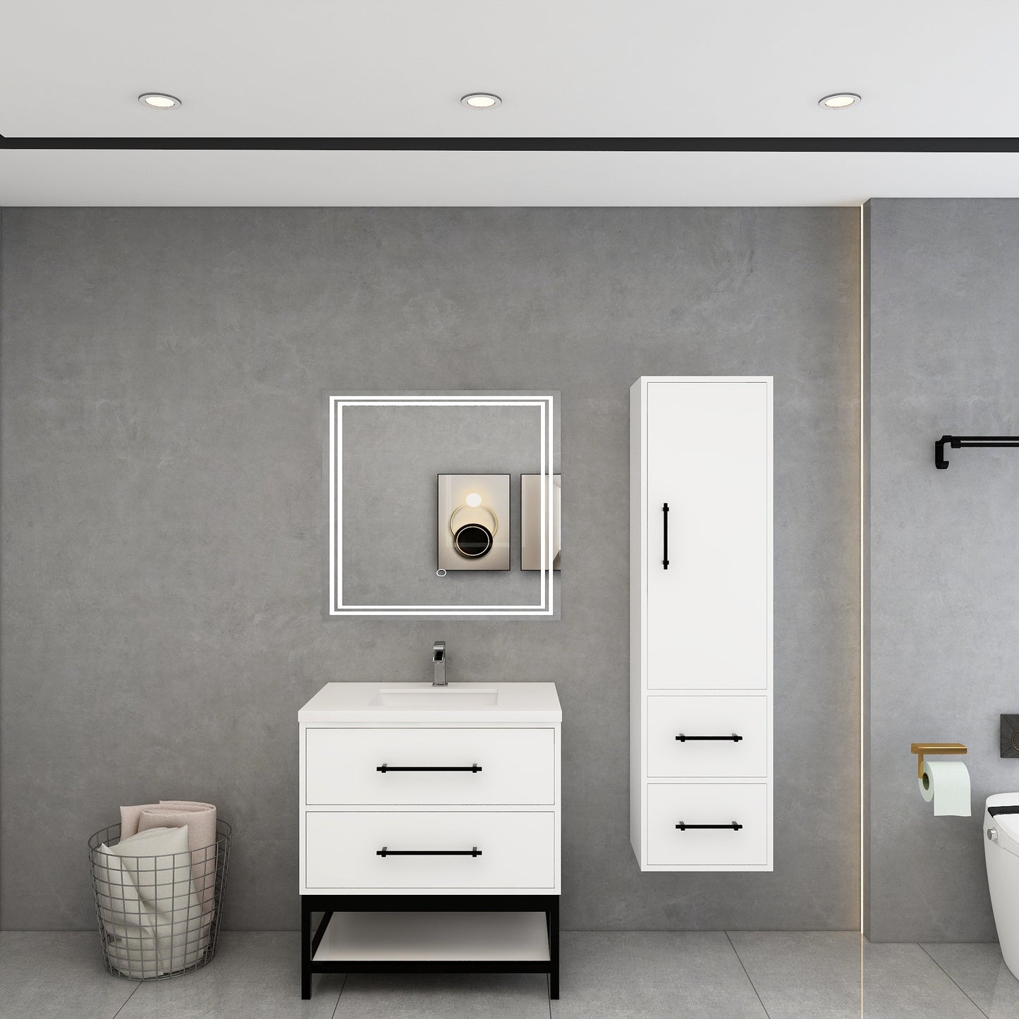 Victoria 30" Solid Wood Floating Open Shelf Bathroom Vanity in Gloss White | Better Vanity Solid Wood Floating Vanities