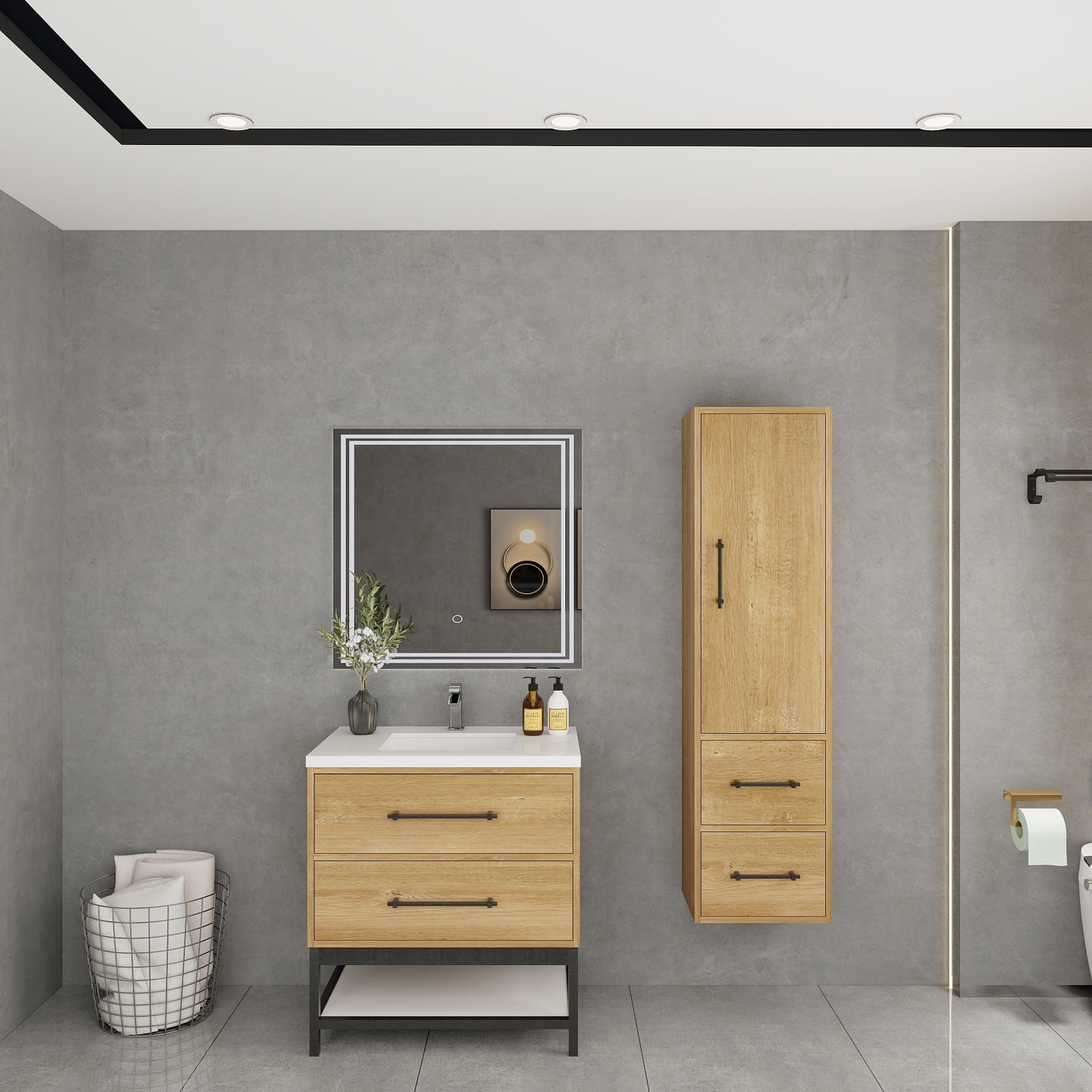 Victoria 30" Solid Wood Floating Open Shelf Bathroom Vanity in Oak | Better Vanity Solid Wood Floating Vanities
